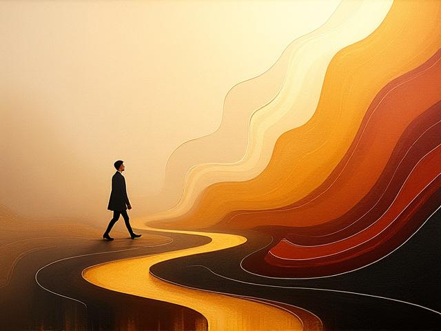 Dipinto astratto moderno che simboleggia l'investimento e la crescita, con elementi dorati e tonalità terrose.